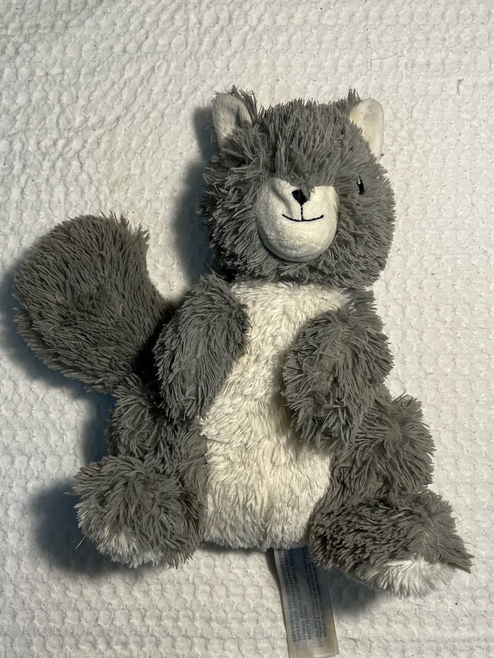Gray and White Plush Squirrel Stuffed Animal - Soft Cuddly Toy